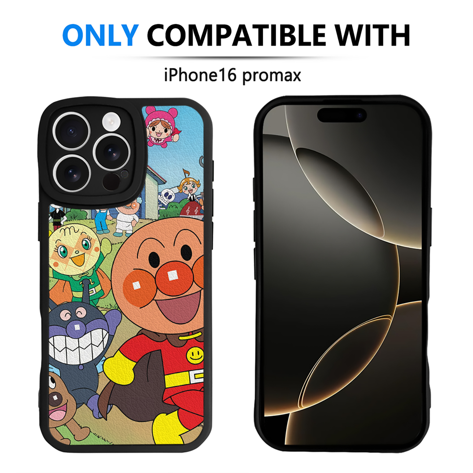 （画像用） アンパンマン Anpanman 【iPhone 16シリーズ対応】シリコンスマホケース（レザー調） 材質：シリコン
